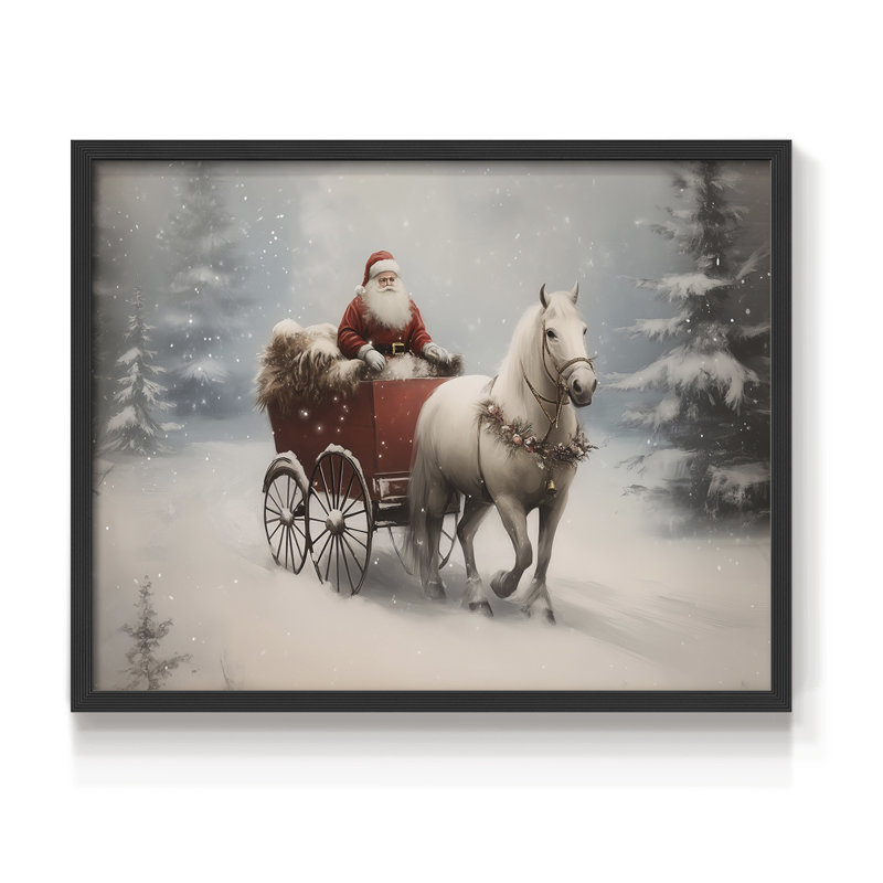 Art de Noël - CMXC - Reproduction encadrée - Restickable, H 8 po x l 10 po, Noir, noir, noir, noir