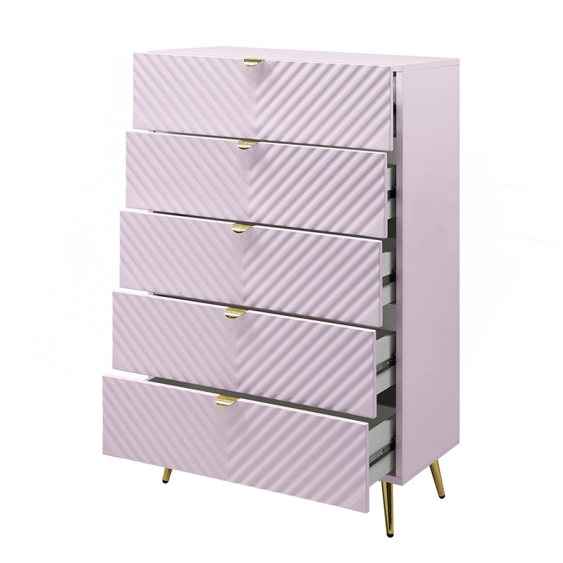 Commode rose à finition ultrabrillante
