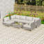 Ensemble de canapé modulaire d'extérieur 7 pièces, ensemble de conversation modulaire en osier avec table basse et coussins en verre trempé-680045273