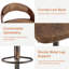  George Set of 2 Adjustable Height Bar Stools Mid-Century Modern Faux Leather Wood Chair 360° Swivel, Industrial Pedestal Base, for Kitchen, Counter, Home Bar-1904832653