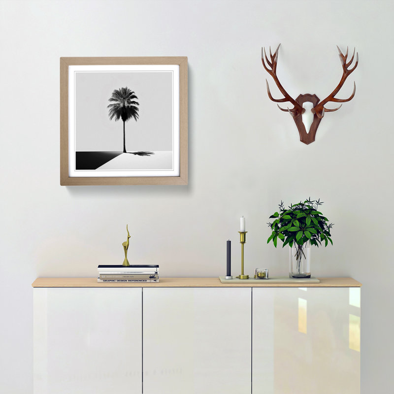 Palm Tree Minimalism - Framed Print, Oak
