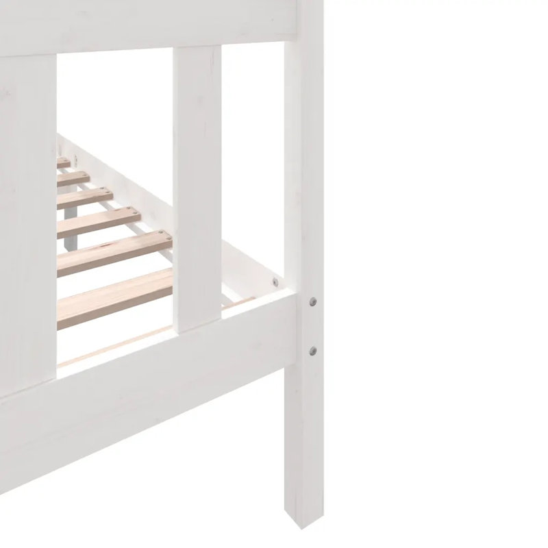 Bed Frame Solid Wood, 206 x 205.5 cm, White