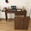 Bureau extensible multifonctionnel, bureau pliable de 119 cm, table de maquillage avec miroir, 3 modes d'utilisation, équipé d'un tabouret avec fonction de rangement, convient pour la chambre, l'appartement (Noyer)-298806647