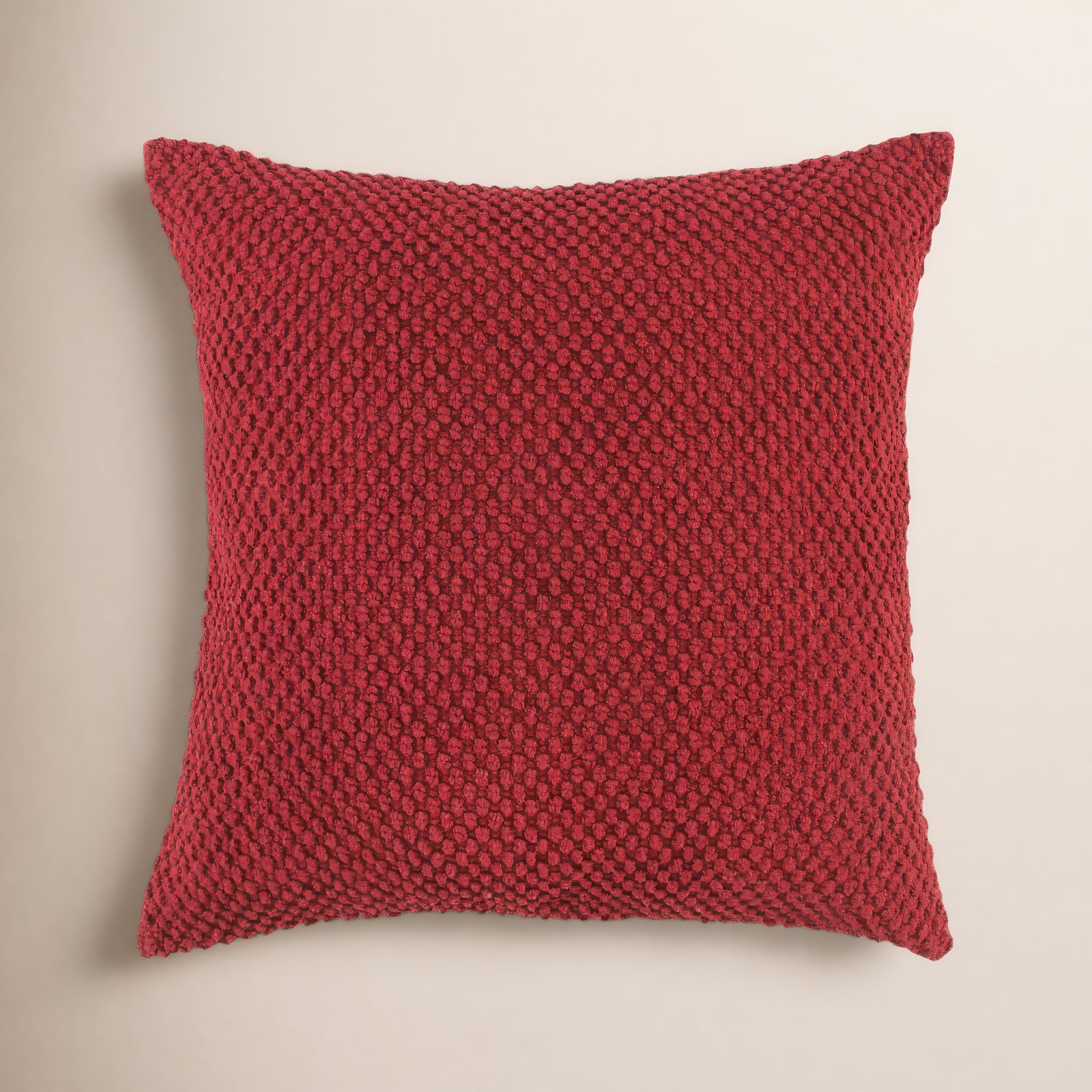 Saskia Embroidered Throw Pillow, Deep Merlot