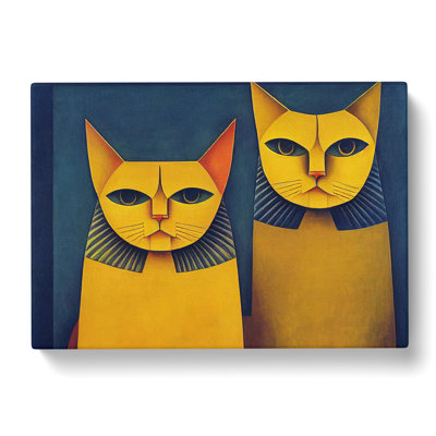Two Egyptian Cats Abstract - Wrapped Canvas