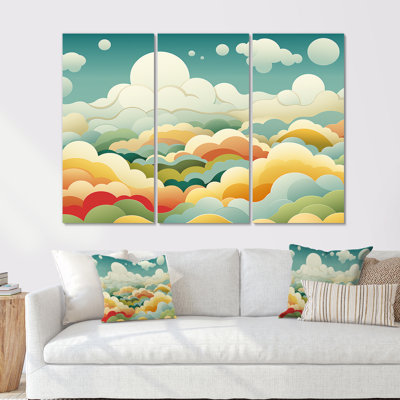 Motif de ciel minimalisme bleu et jaune - art mural ciel