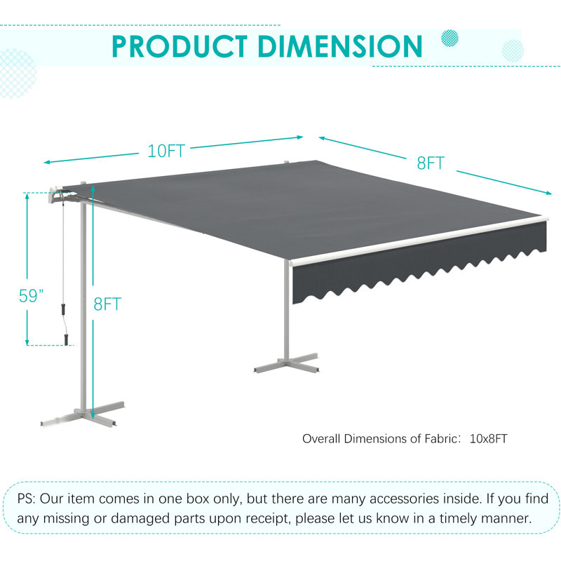 Sun Shade Shelter For Home Or Commercial, 96" H x 120" W x 96" D