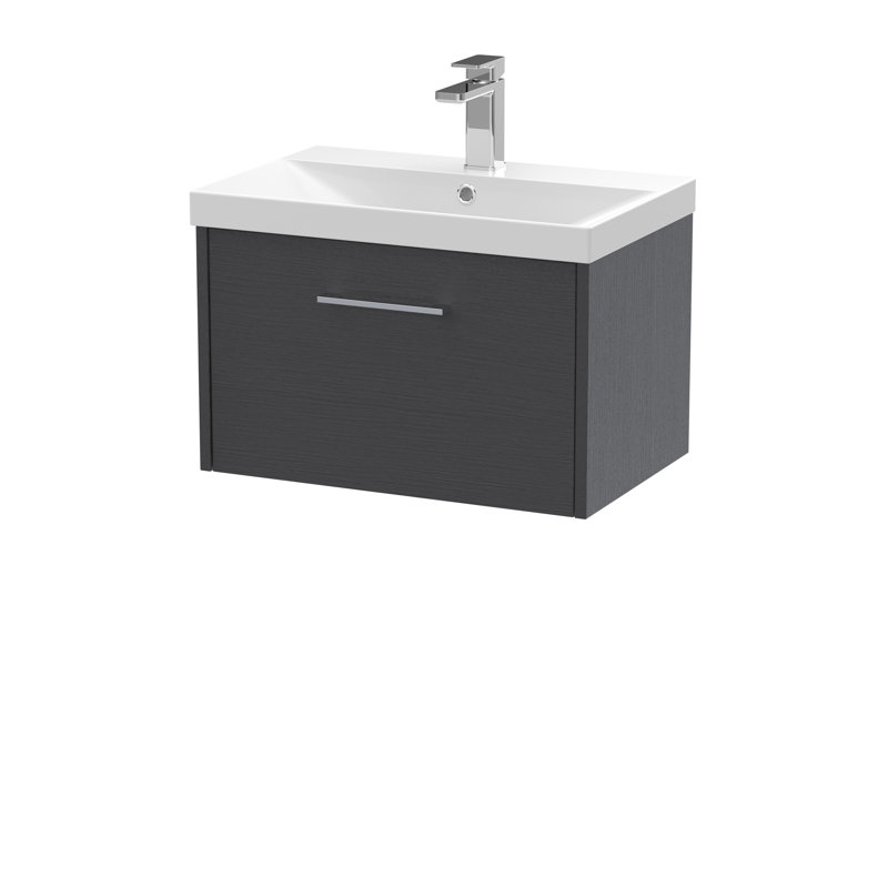 Juno 600mm Single Bathroom Vanity with Integrated Vitreous China Basin, Graphite Grey