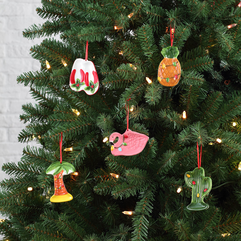 Nostalgic 4" 5 Piece Ceramic Tropical Ornaments