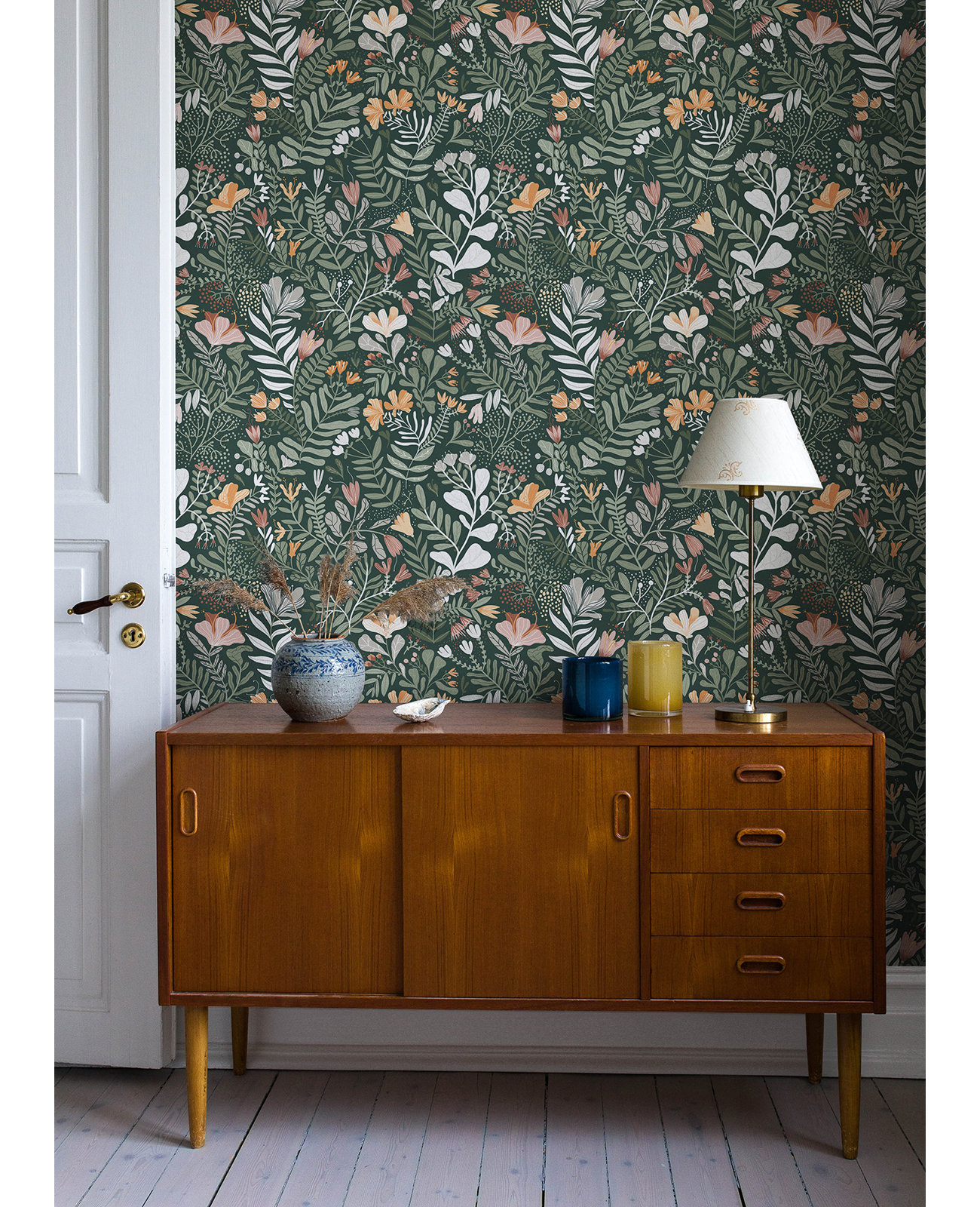 Kathryn Wallpaper, Dark Green/Cream
