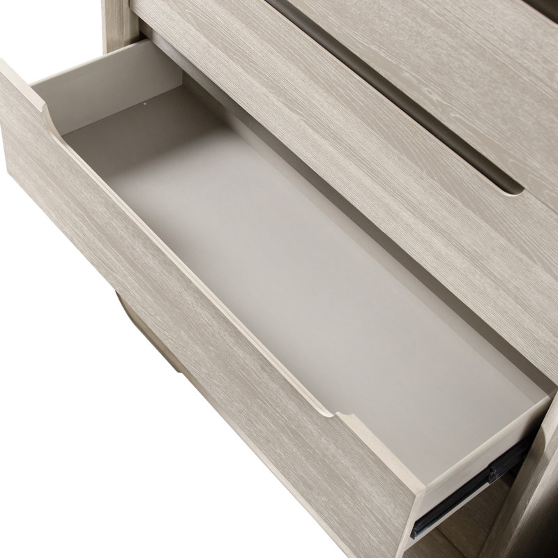 Commode 5 tiroirs Barry, Gris clair