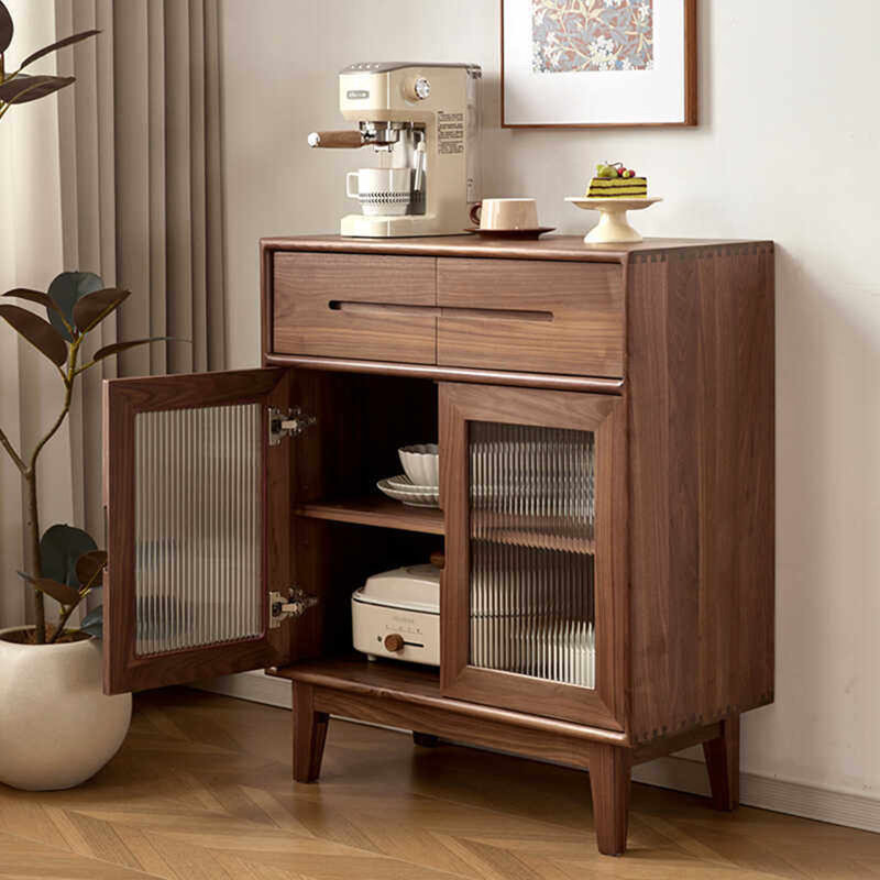Commode d'appoint rétro avec rangement minimaliste en bois massif, H 37,41 po x l 31,49 po x P 15,74 po