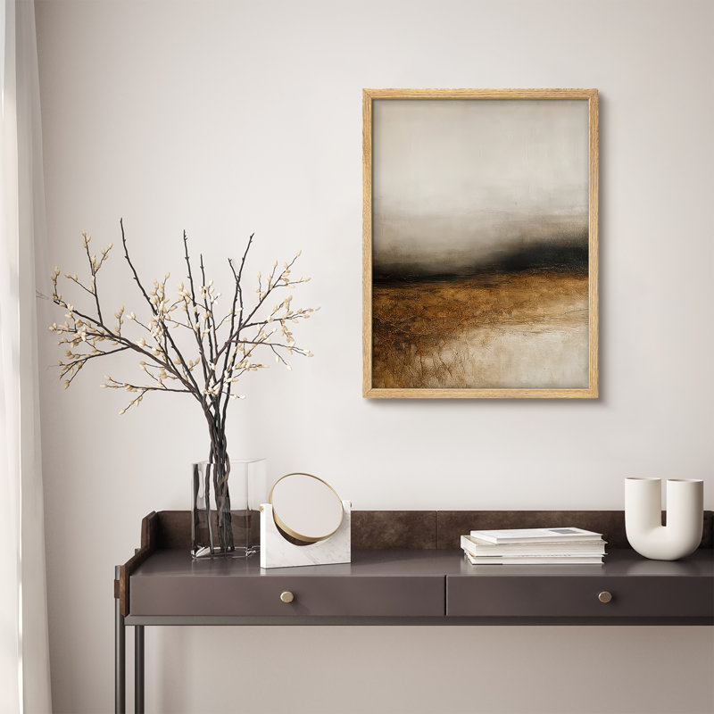 Reproduction d'art encadrée abstraite pour décoration intérieure moderne - 8 po x 10 po, H 10 po x l 8 po, Naturel