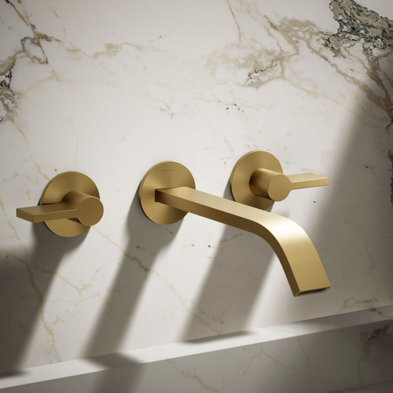Components Wall-Mount Bathroom Sink Faucet Trim, Vibrant Brushed Moderne Brass