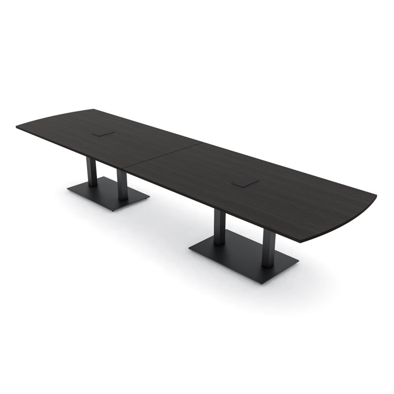 Table de conférence Pavert Arc Unité électrique, H 30 po x l 168 po x P 48 po, Noir mat, Cyprès noir