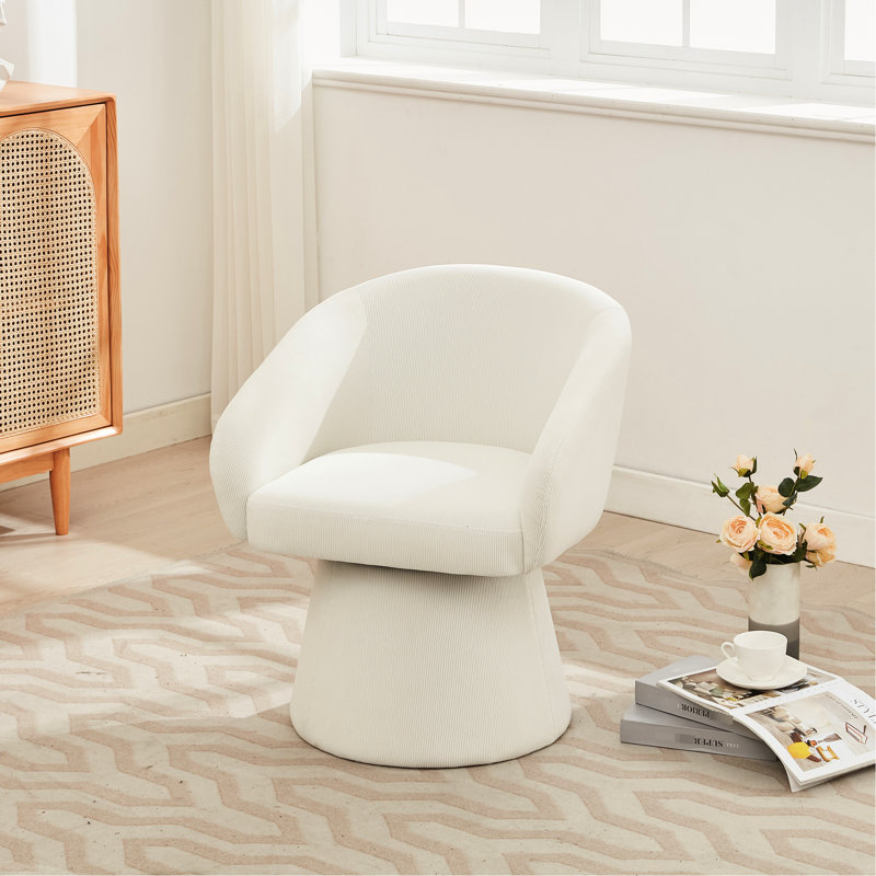 Chaise moderne en velours côtelé pivotant beige avec base stable pour une utilisation quotidienne dans le salon ou le bureau, mécanisme à profondeur lisse de 25 produits, bureau de lecture confortable, poids de 23,23 lb