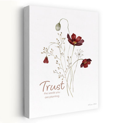 Trust Trust Seeds - Illustration contemporaine de fleurs sauvages, fleurs marron, tiges délicates