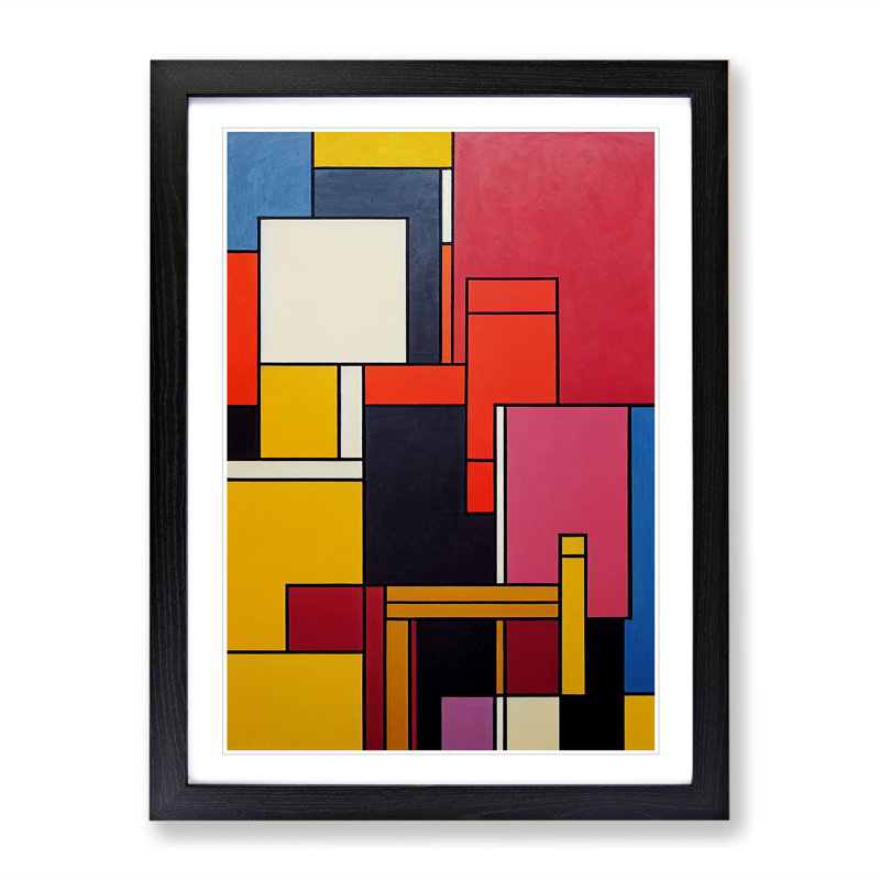 Bauhaus Abstract Art No.2 - Single Picture Frame Print, Black Framed, 64cm H x 46cm W x 2cm D