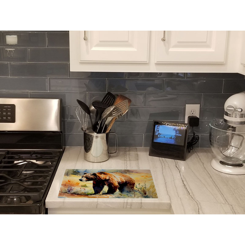 Grizzly Bear Glass Cutting Board Large