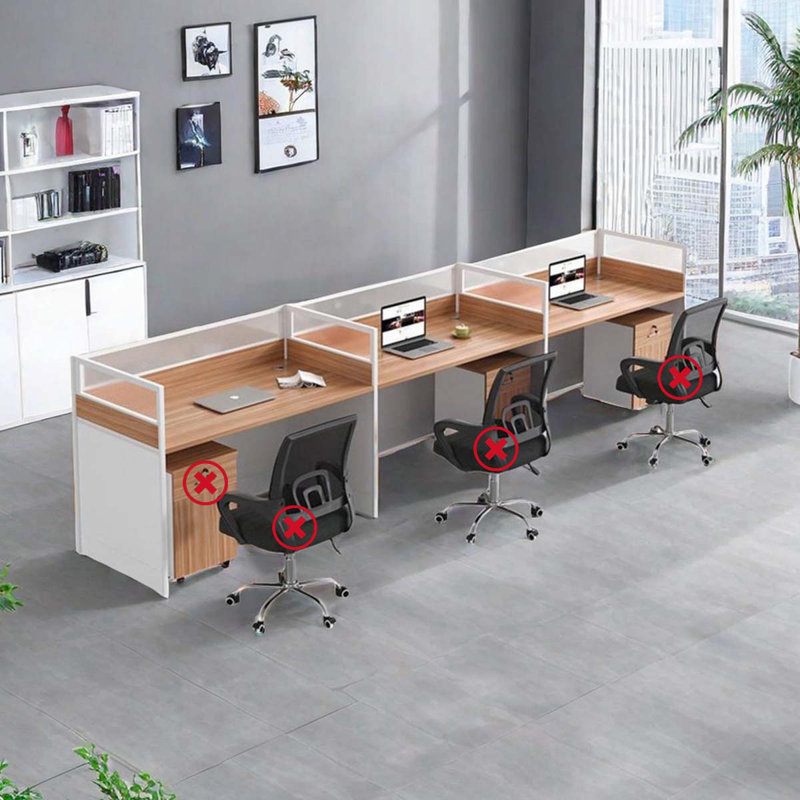 Tamonica Rectangle 3 Person Partition Desk with Cable Management
