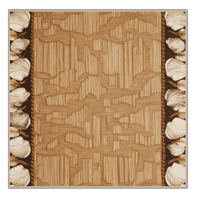 Washable Shell Borders Hawaiian Area Rug