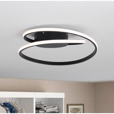 Caroljean 1 - Light 18.11'' Unique/Statement Modern Linear Dimmable White Light LED Flush Mount