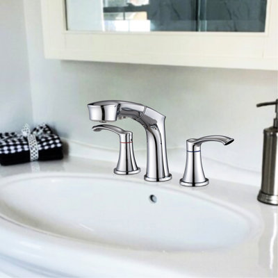 Robinet de salle de bain en acier inoxydable - 2 poignées, offrant un débit d'eau optimal pour l'acier, améliorant l'apparence générale