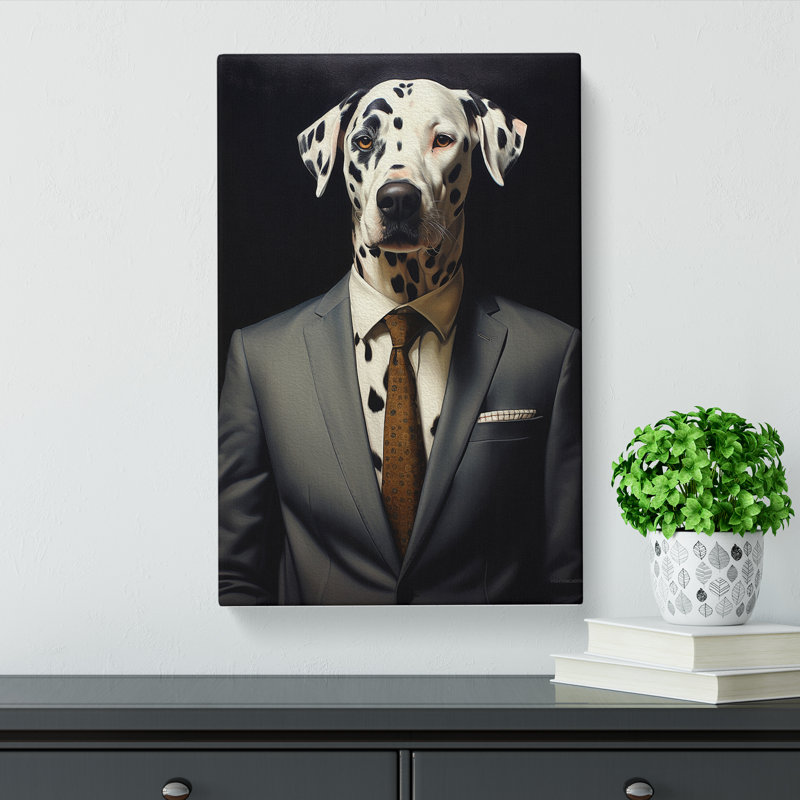 Dalmation In A Suit No.4 - Print on Canvas, 60cm H x 40cm W x 3cm D