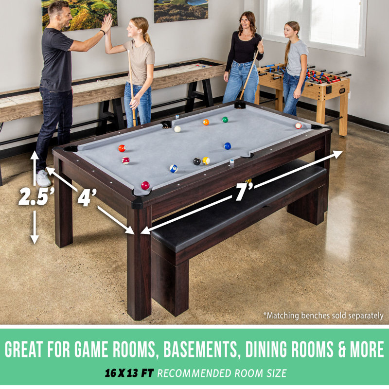 Gosports 3-in-1 Multi Game Pool Table Set Combo with Dining Top, and Table Tennis - Includes Accessories, 7 ft, Dark Oak