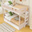Lit superposé à deux tiroirs en bois avec bande lumineuse et tablettes de rangement-1512955536-1512955537