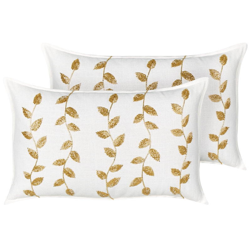 Delacruz Floral White Rectangular Cushion