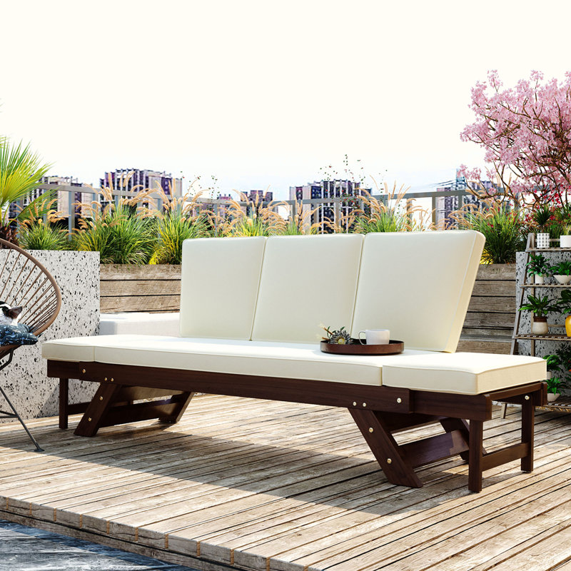 Canapé d'extérieur de 63 po de largeur avec coussins, Beige