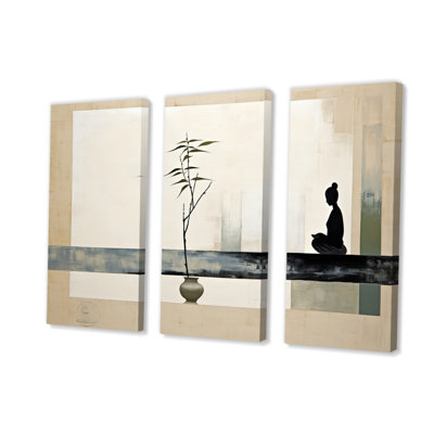 «Asian Art Modern Zen I» sur toile, reproduction de 3 pièces