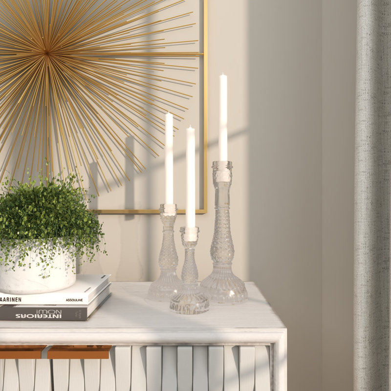  3 Piece Glass Tabletop Candlestick Set