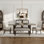 Roundhill Furniture Sorlen Modern 6-piece Dining Set, 3d Faux Concrete Table With 4 Chairs And Bench