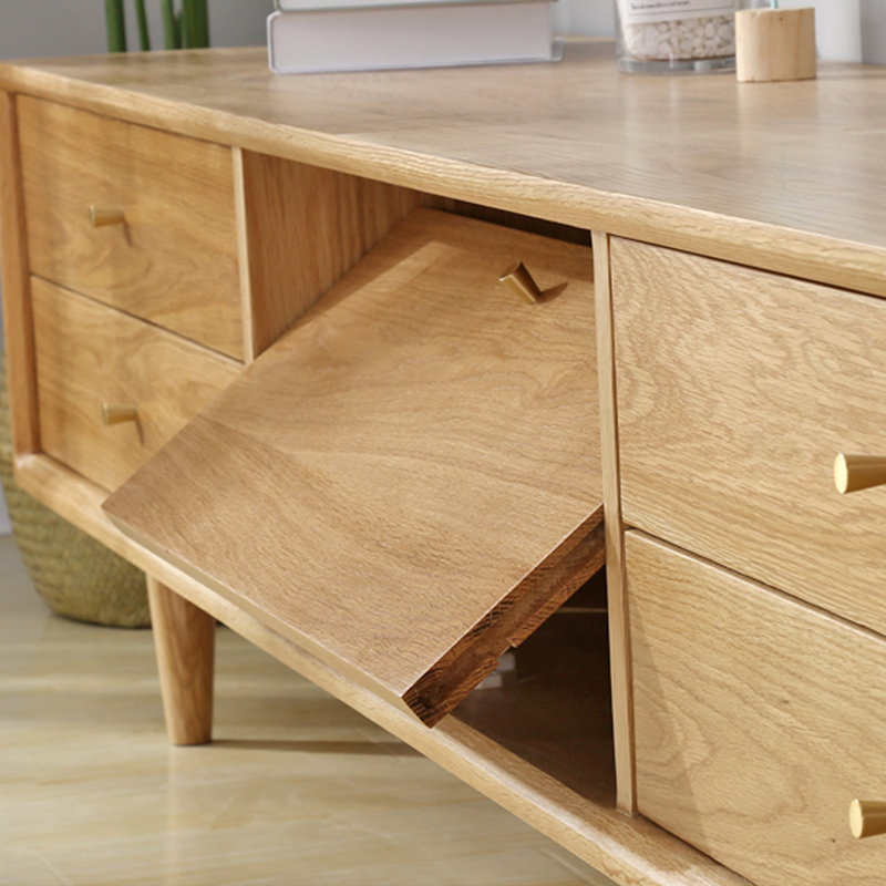 Meuble télé moderne en chêne simple, 82.67", Naturel