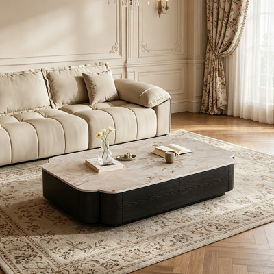 Table basse moderne en ardoise simple avec 4 tiroirs