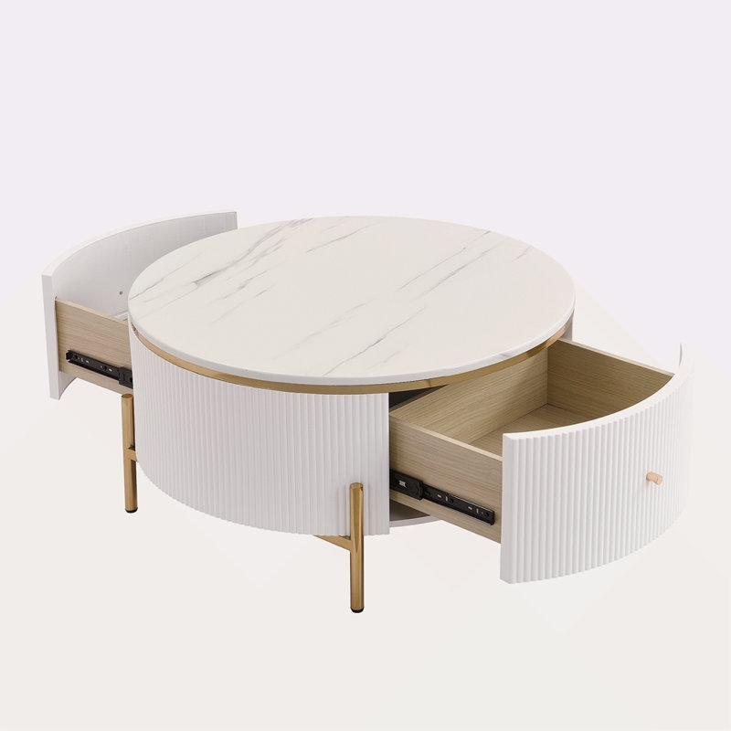 Table basse moderne moderne avec de grands tiroirs de rangement ()