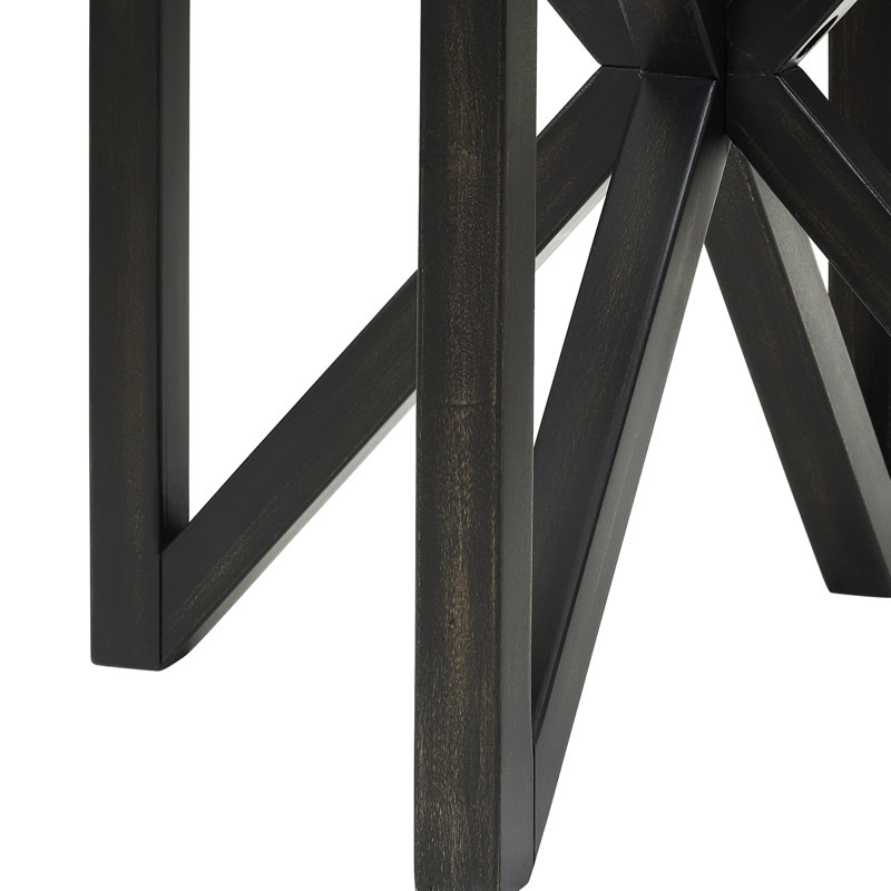 Glass Coffee Table with Solid Wood Base, Black, 22.62" H x 22.13" W x 22.13" D