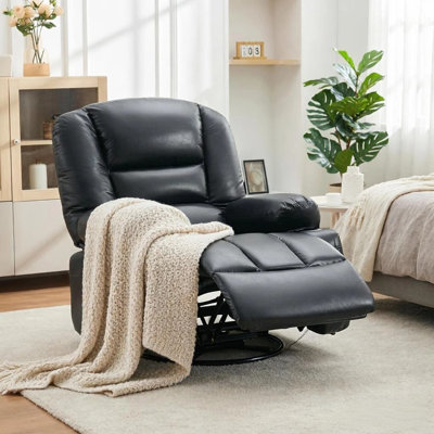 Massage Recliner Chair with Heating, 360° Swivel Lift Chair, Cup Holder, for Living Room, Black