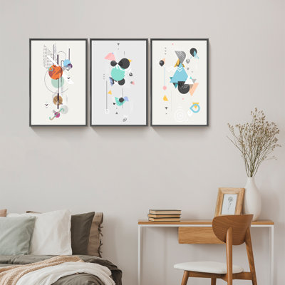 " Abstract Aluminum Framed Wall Art " 3 - Pieces