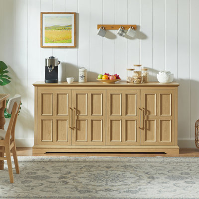 Large Sideboard Buffet Cabinet with Storage, Farmhouse Kitchen Buffet Cabinet Wood Coffee Wine Bar Console Table