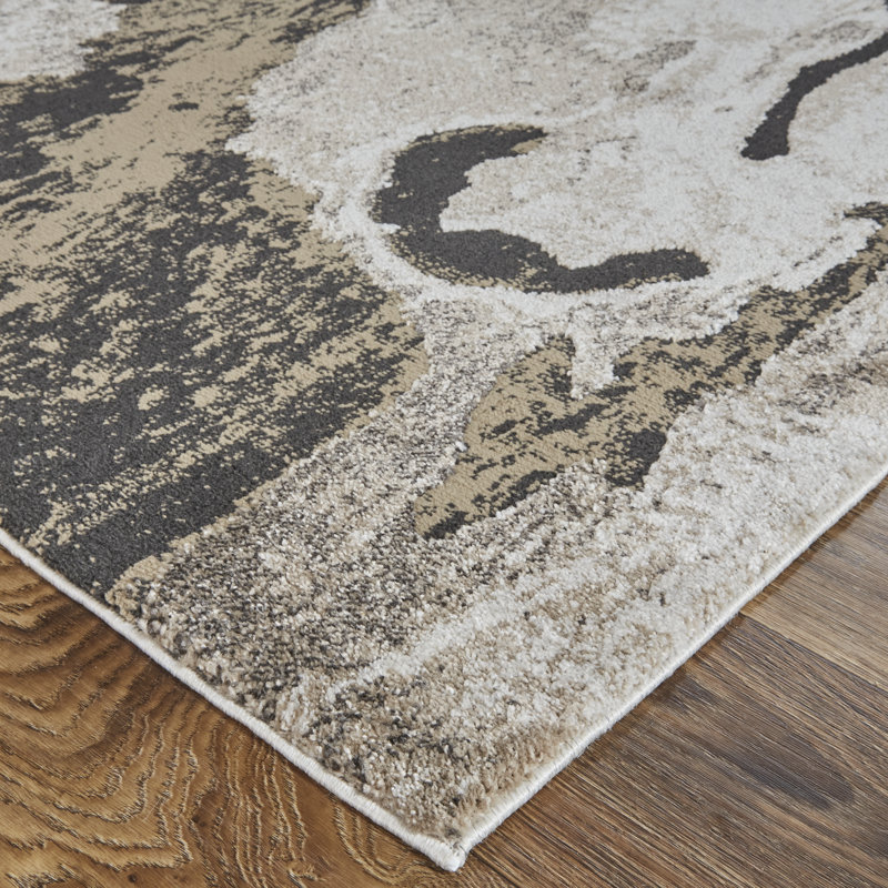 Runner Georgeann Abstract Machine Woven Gray/Brown Area Rug