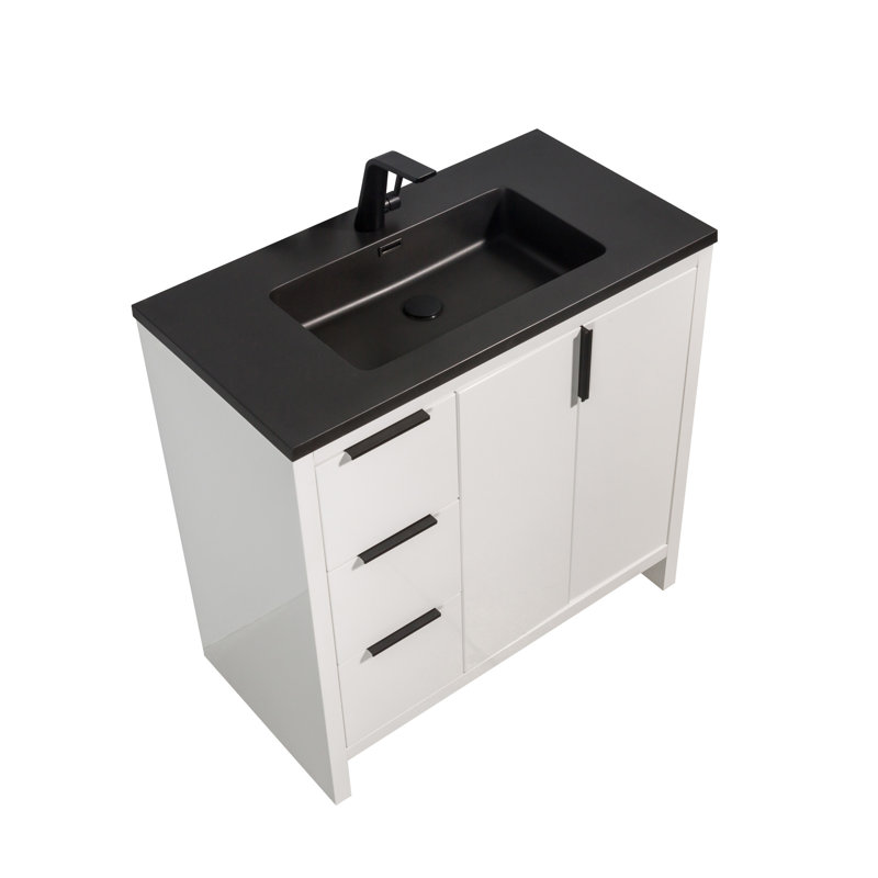 Diederich 35'' Single Bathroom Vanity with Poly Marble Top