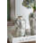White Ceramic Accent Vase With Gray Floral Design-1157381781