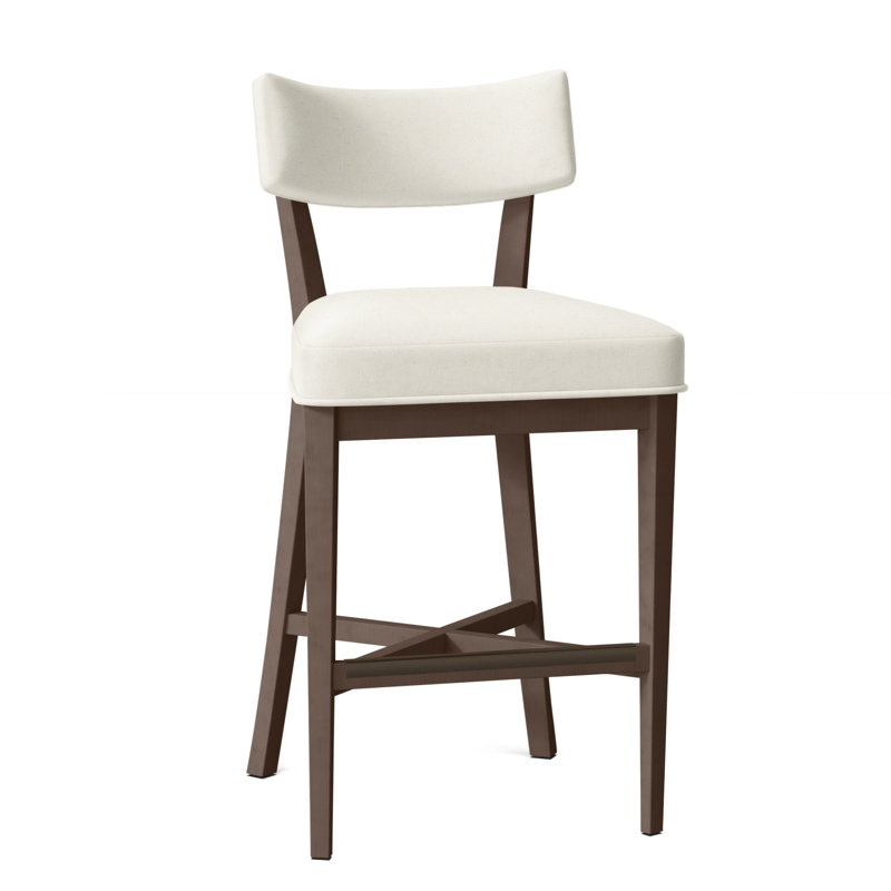 Juliet Upholstered Stool with Solid Wood Frame, Perigold Beagle Salt, Hazelnut, Counter Stool (25.5" Seat Height)