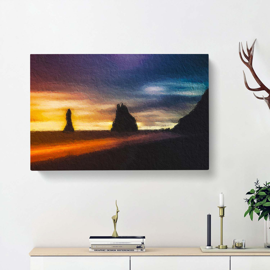 Beach In Vik Iceland - Wrapped Canvas