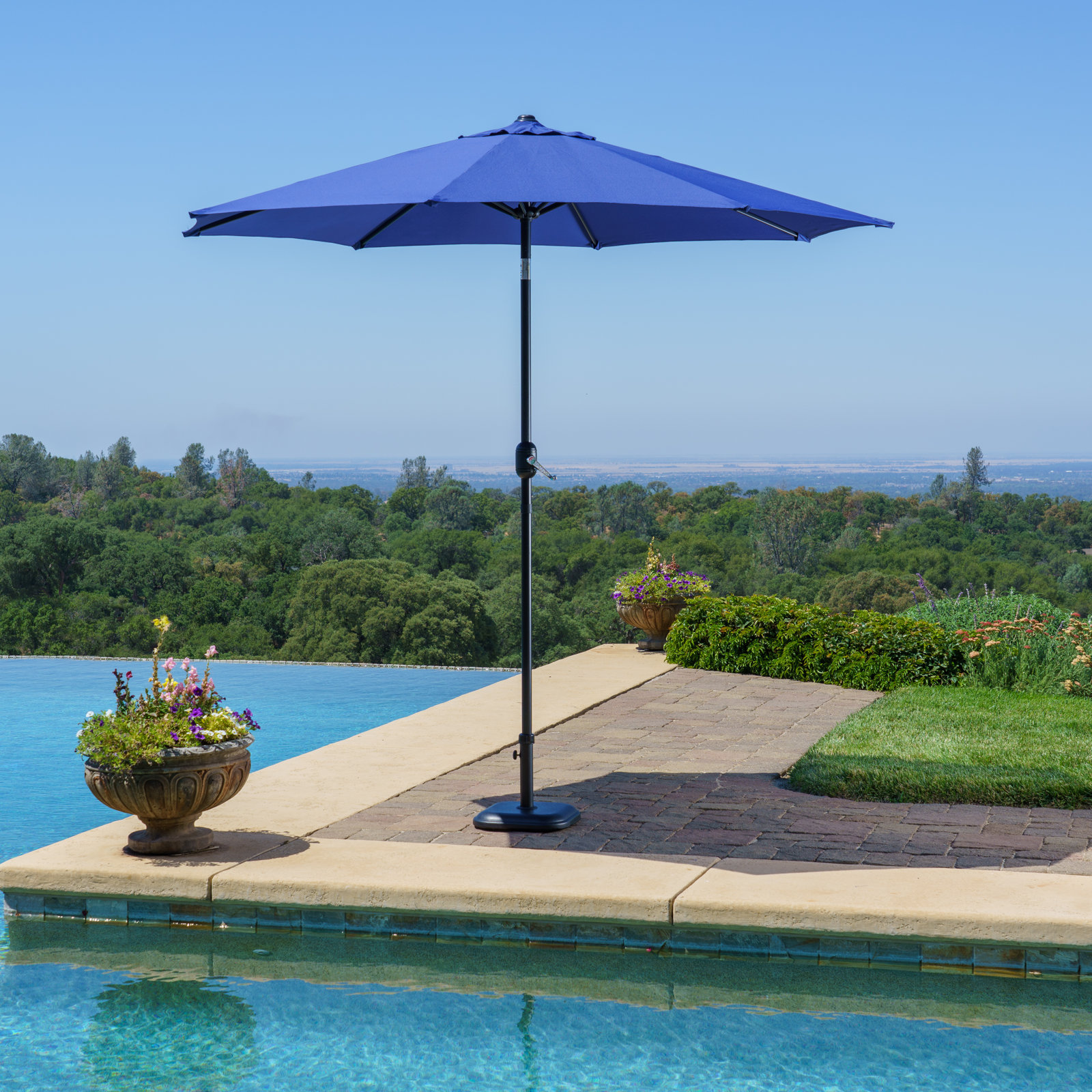 Jemma 9' Diameter Market Umbrella, Navy Blue