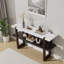 Console étroite avec plateau en marbre, table d'entrée rétro avec tablette ouverte pour un rangement polyvalent et un design élégant-2032026075