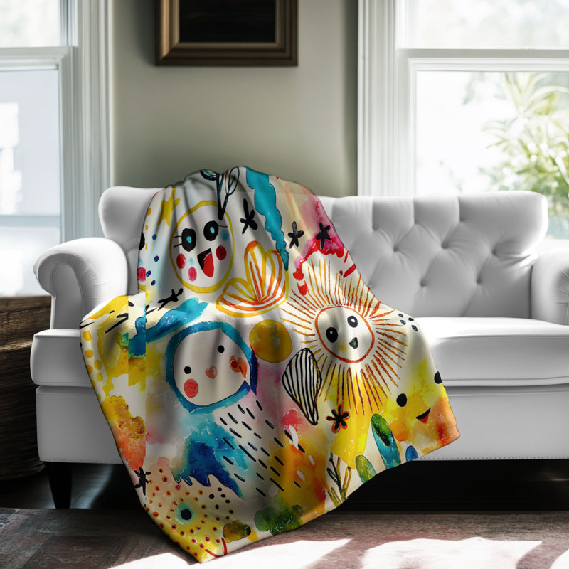Dynamic Rainbow Sketches - Jeté Sherpa de qualité supérieure 1 pièce, L 60 po x L 80 po